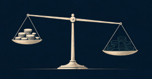 Balance avec des poids visibles et des poids invisibles. Illustration du coût caché de la dépendance aux marketplaces.